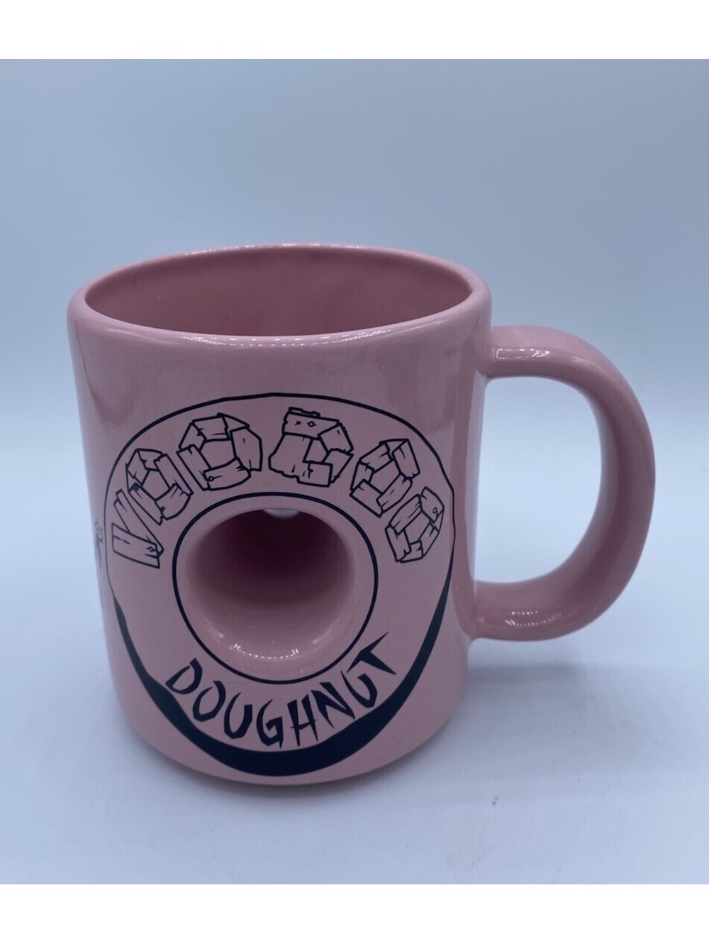 Voodoo Doughnut Coffee Mug Donut Cup PINK “The Magic is in the Hole” Ceramic